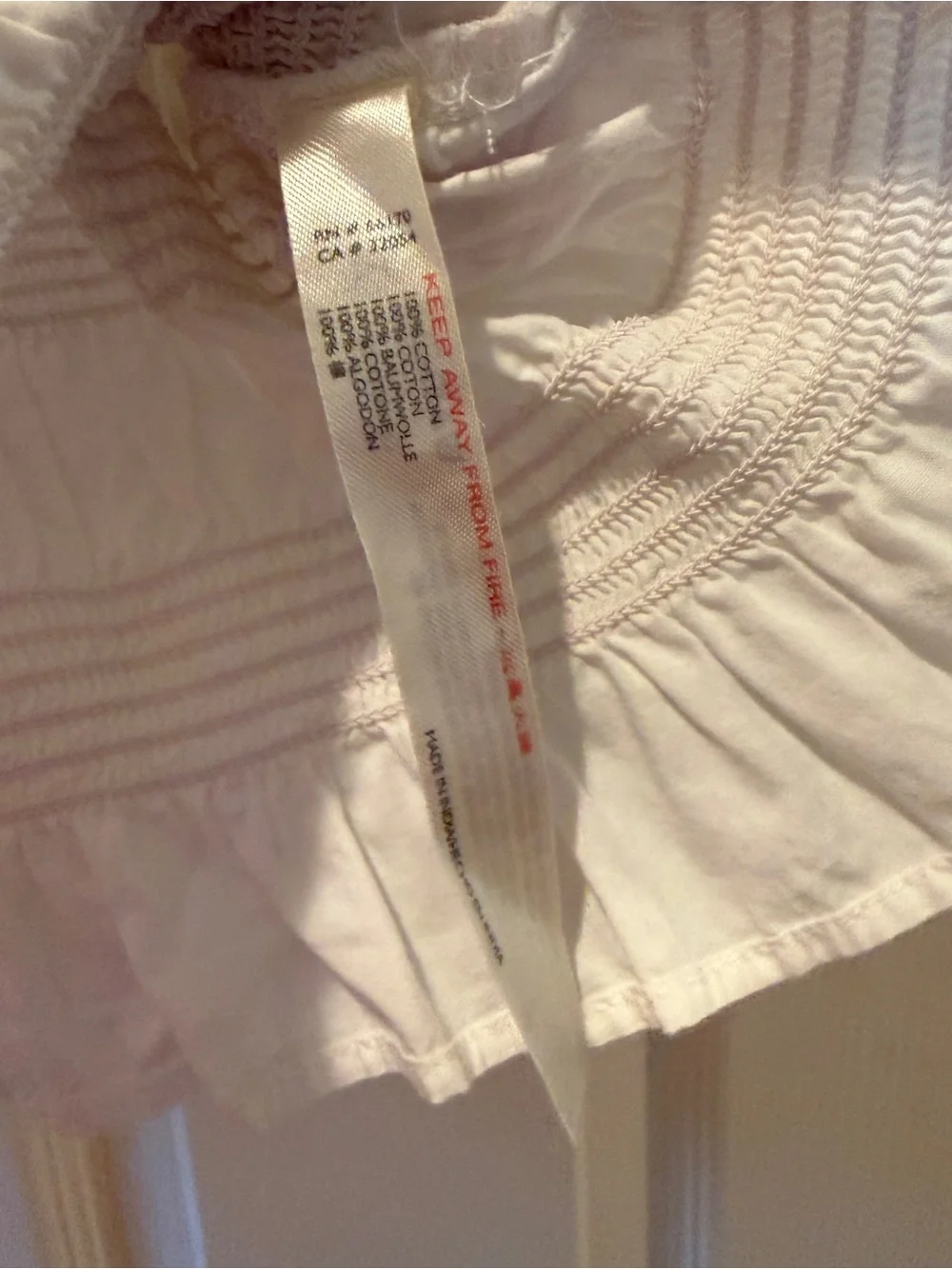 Free People | White Smocked Square-Neck Puff Sleeve Crop Top | Women’s L